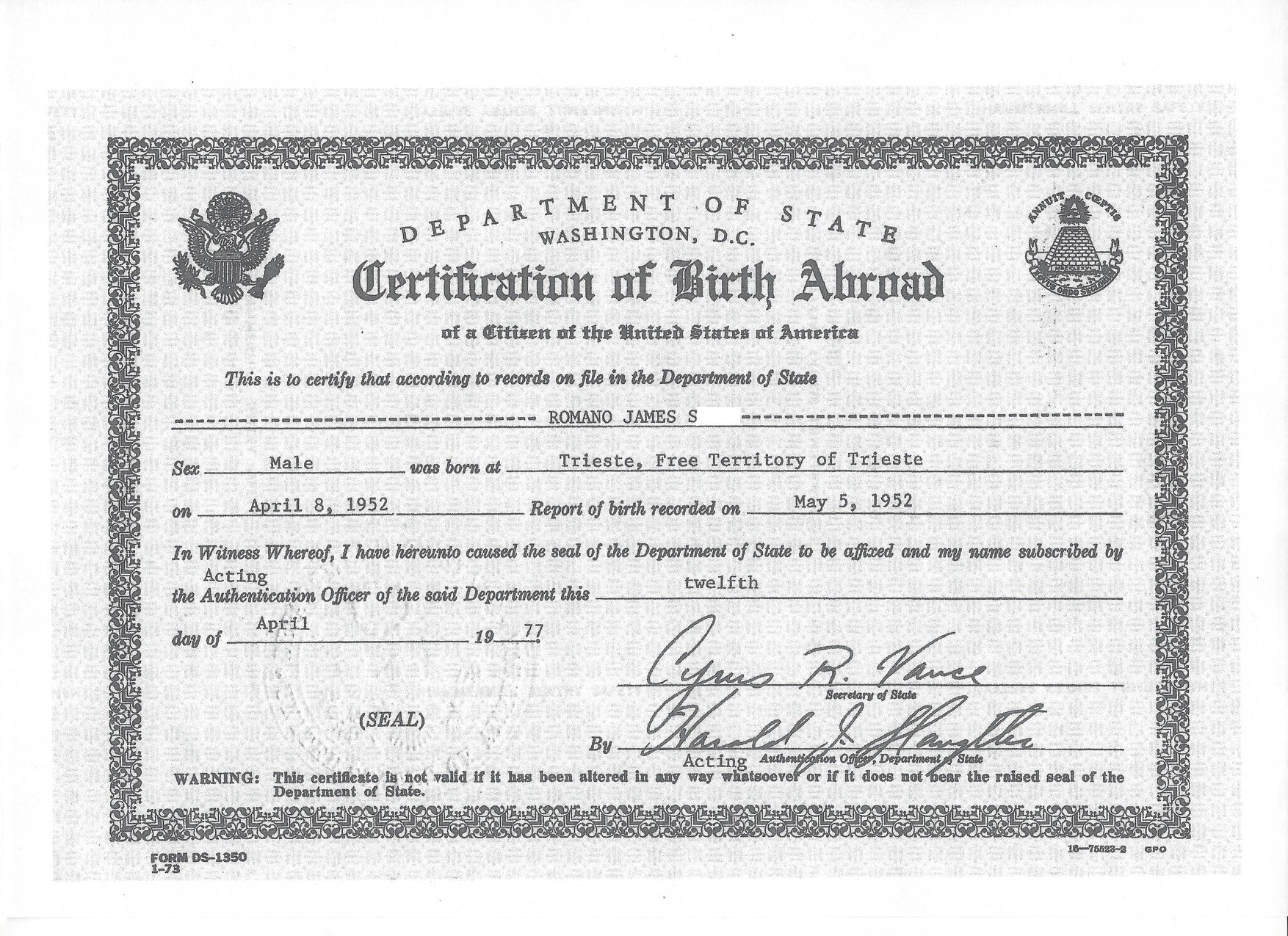 N 28 - certificato di nascita nel TLT