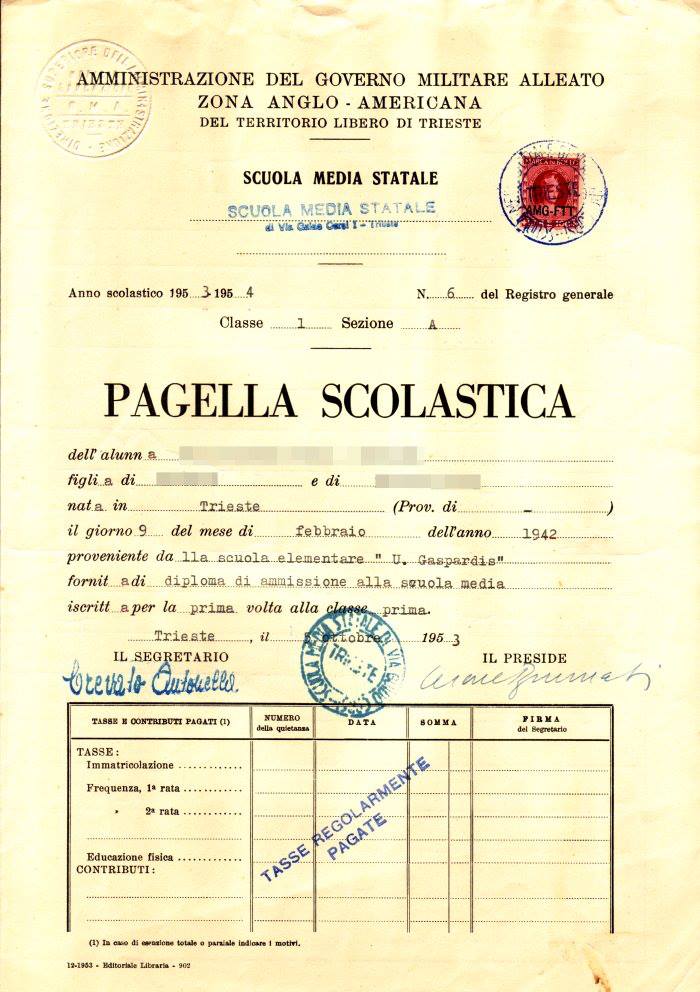 N 30 - Pagella scolastica zona A TLT