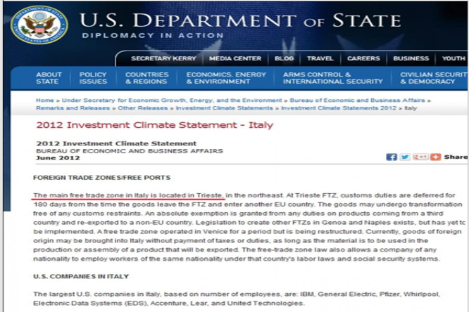 N 46 - Dipartimento Usa Trieste principale Zona Franca