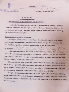 Commissione per Trieste appunto per il Presidente del Consiglio